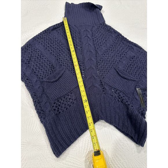 BCBG Maxazria Women's All Navy Blue Turtle Neck Poncho Sweater Size S/M NWT - Picture 5 of 16